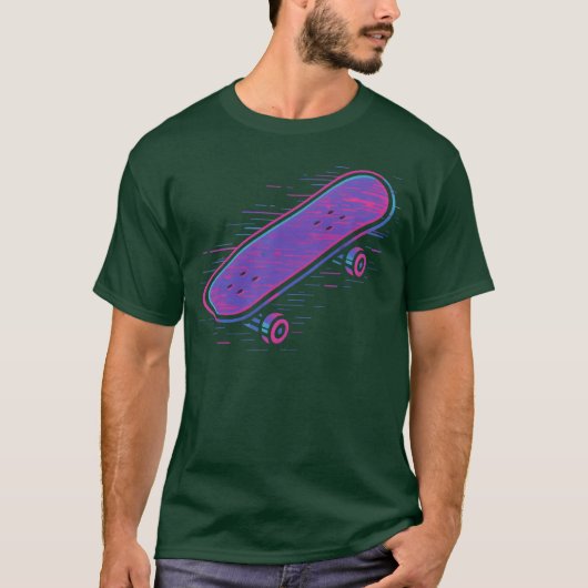 Neon Retro Skateboard Design cadeau T-shirt (Voorkant)