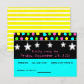 Neon Retro Stars Glow Party RSVP-kaart RSVP Kaartje (Voorkant / Achterkant)