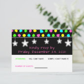 Neon Retro Stars Glow RSVP Kaartje (Staand voorkant)