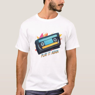 Neon Retro Sunset Cassettebandje Design T-shirt