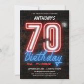 Neon Retro Surprise 70ste Verjaardagsfeest Kaart (Voorkant)