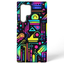 Neon Retro Tech Circuit Patroon Apple Samsung Hoes
