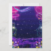 Neon retro video arcade gaming verjaardagsfeest kaart (Achterkant)