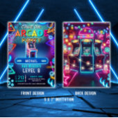 Neon retro video arcade gaming verjaardagsfeest kaart