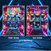 Neon retro video arcade gaming verjaardagsfeest kaart