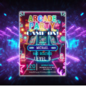 Neon retro video arcade gaming verjaardagsfeest kaart