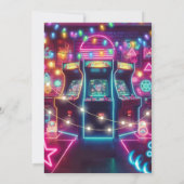 Neon retro video arcade gaming verjaardagsfeest kaart (Achterkant)