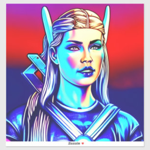 Neon Retro Viking All Size Vinyl Sticker