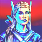 Neon Retro Viking All Size Vinyl Sticker (Voorkant)