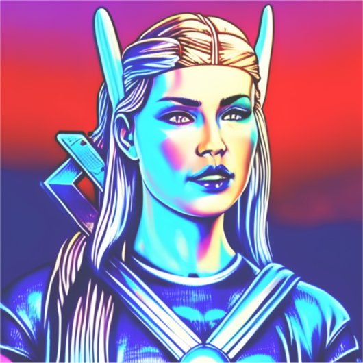 Neon Retro Viking All Size Vinyl Sticker (Voorkant)