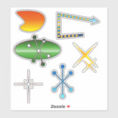 Neon Retro-vormen Sticker (Vel)