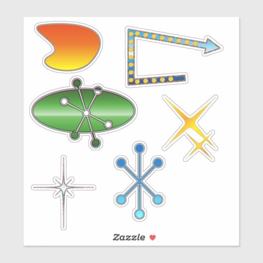 Neon Retro-vormen Sticker (Vel)