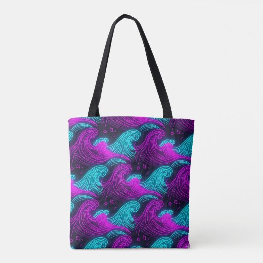 Neon Retro Wave Tote Bag (Achterkant)