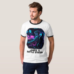 Neon RGB Cyberpunk Gamer Kamer Gepersonaliseerde N T-shirt
