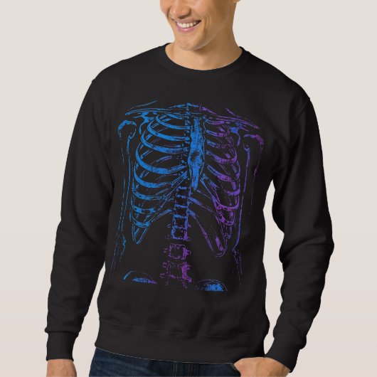 Neon Ribcage Skeleton Graphic Sweatshirt (Voorkant)
