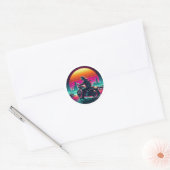 Neon Rider Ronde Sticker (Envelop)