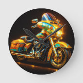 "Neon Road Beast - Custom Motorcycle Wall Clock" Ronde Klok (Voorkant)