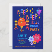 NEON ROBOT 2e verjaardag van het Jongen meisje Kaart (Voorkant)