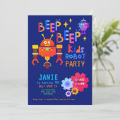 NEON ROBOT 2e Verjaardagsfeest Jongen Meisje Grapp Kaart (Staand voorkant)