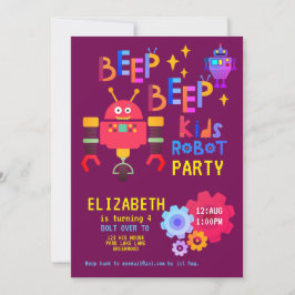 Neon ROBOT ARTIJ Kinderen Birthday Pink Girls Cost Kaart