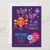 NEON ROBOT Feest Jongens Meisje 1e Verjaardag Pret Kaart (Voorkant)