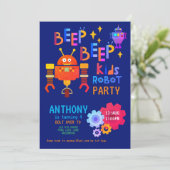 Neon ROBOT PARTIJ Kinderen van Birthday jongens Me Kaart (Staand voorkant)