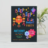 Neon ROBOT PARTIJ Kinderen van Birthday jongens Me Kaart (Staand voorkant)