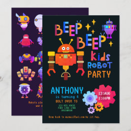 Neon ROBOT PARTIJ Kinderen van Birthday jongens Me Kaart