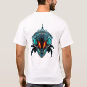 Neon Robotic Cicada Face Art T-shirt (Achterkant)