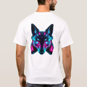 Neon Robotic Fox Face Art T-shirt (Achterkant)