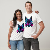 Neon Robotic Fox Face Art T-shirt (Unisex)