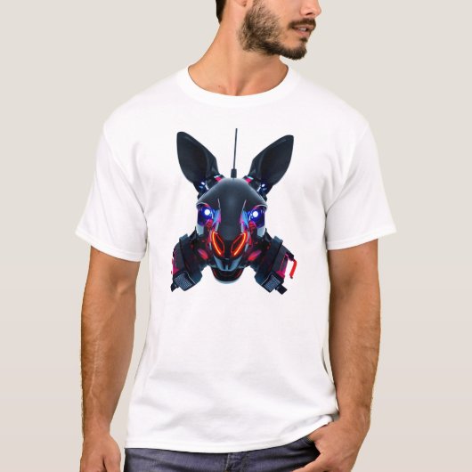 Neon Robotic Kangaroo Face Art T-shirt (Voorkant)
