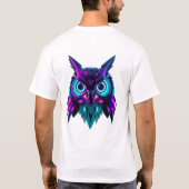 Neon Robotic Owl Face Art T-shirt (Achterkant)