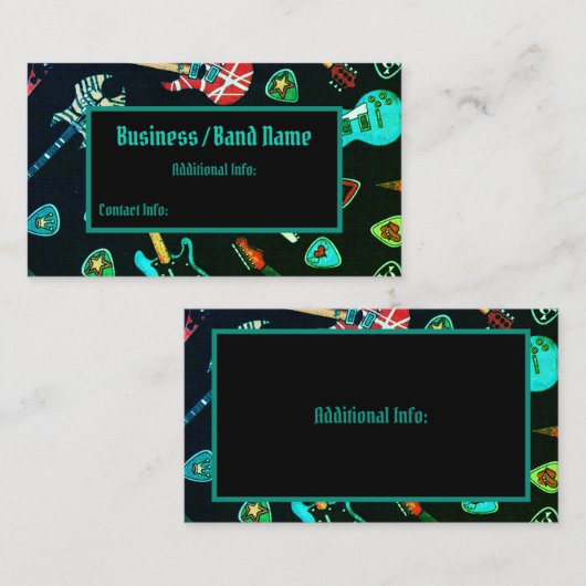Neon Rock Guitar Musician Visitekaartje (Voorkant / Achterkant)
