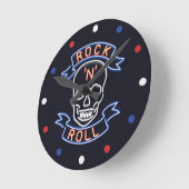 Neon Rock N Roll Skull Red Blue Wall klok (Hoek)