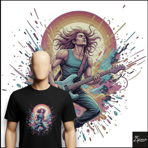 Neon Rockgitarist Springende Verfspatten T-shirt