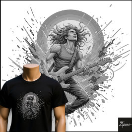 Neon Rockgitarist Springende Verfspatten T-shirt