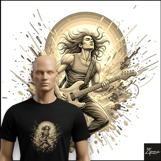 Neon Rockgitarist Springende Verfspatten T-shirt