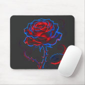 Neon Rode & Blauwe Roos Muismat (Met muis)
