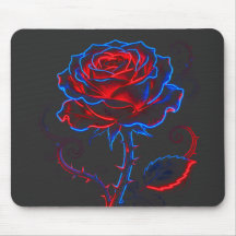 Neon Rode & Blauwe Roos Muismat