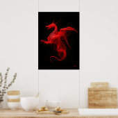Neon Rode Draak Kwantumstroom Poster (Keuken)