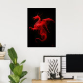 Neon Rode Draak Kwantumstroom Poster (Thuiskantoor)