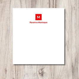 Neon Rode Moderne Chic Trendy Monogram Naam Notitieblok