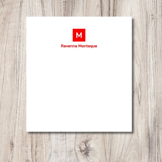 Neon Rode Moderne Chic Trendy Monogram Naam Notitieblok