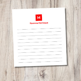 Neon Rode Moderne Gelijnde Chic Trendy Monogram Notitieblok