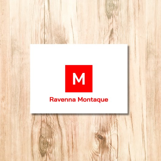 Neon Rode Moderne Monogram Naam Personalized  Notitiekaartje
