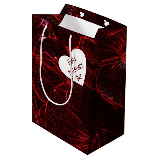 Neon Rode Viooltjes Midden Geschenkentas Medium Cadeauzakje (Achterkant Gekanteld)