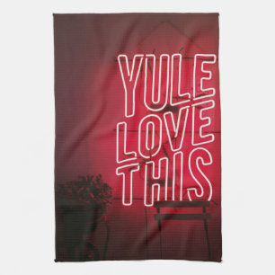 Neon rode Yule Love This keuken Theedoek