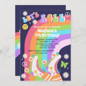 Neon Roller Schaats Groovy Birthday Kaart (Voorkant / Achterkant)