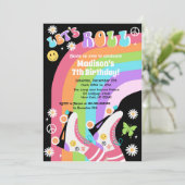 Neon Roller Schaats Groovy Birthday Kaart (Staand voorkant)